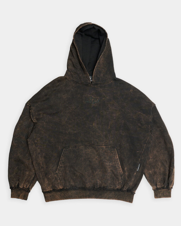 Худи оверсайз OGONPUSHKA Qoma Washed чёрное(*)
