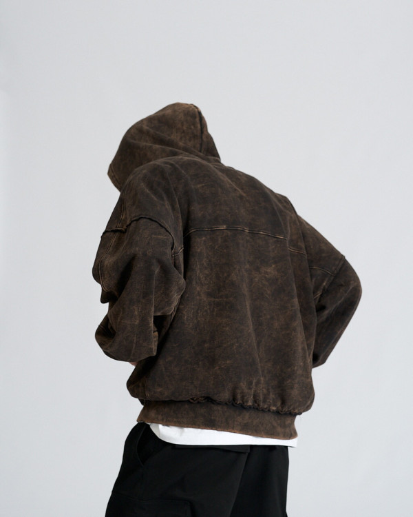 Худи оверсайз OGONPUSHKA Qoma Washed чёрное(*)