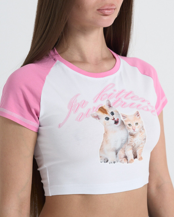 Футболка женская OGONPUSHKA Kitty белая(*)