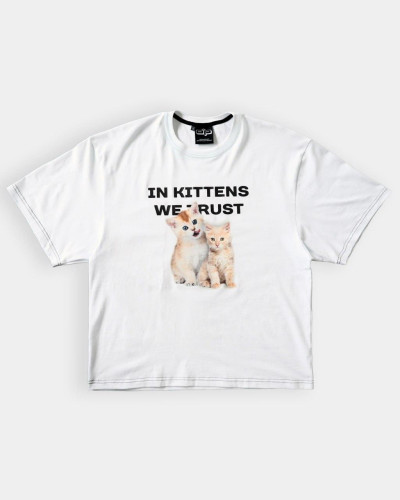 Футболка оверсайз OGONPUSHKA Kittens біла