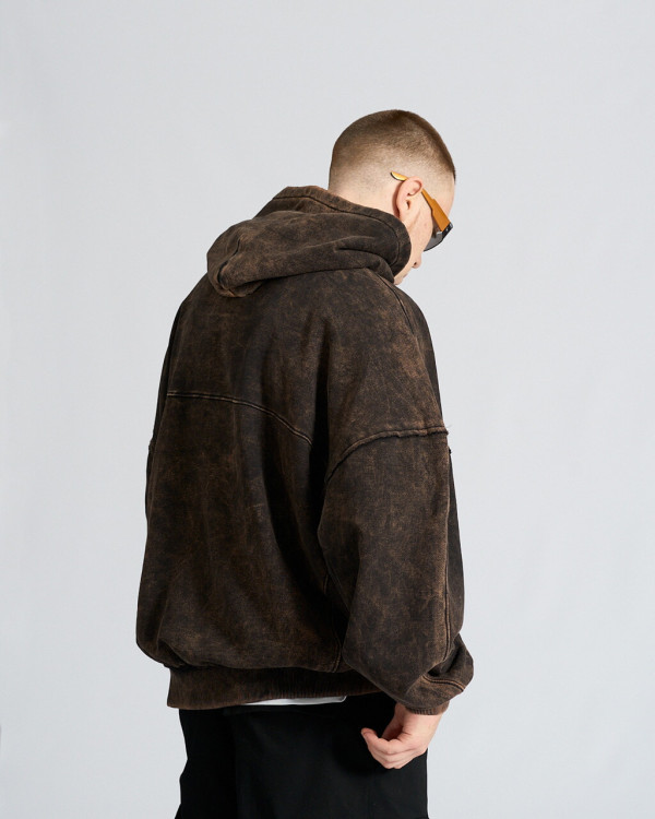 Худи оверсайз OGONPUSHKA Qoma Washed чёрное(*)