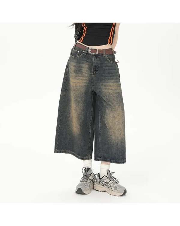 Шорты удлиненные Y2K Loose fit синие с зеленым (маломерит на 1-2 размера)