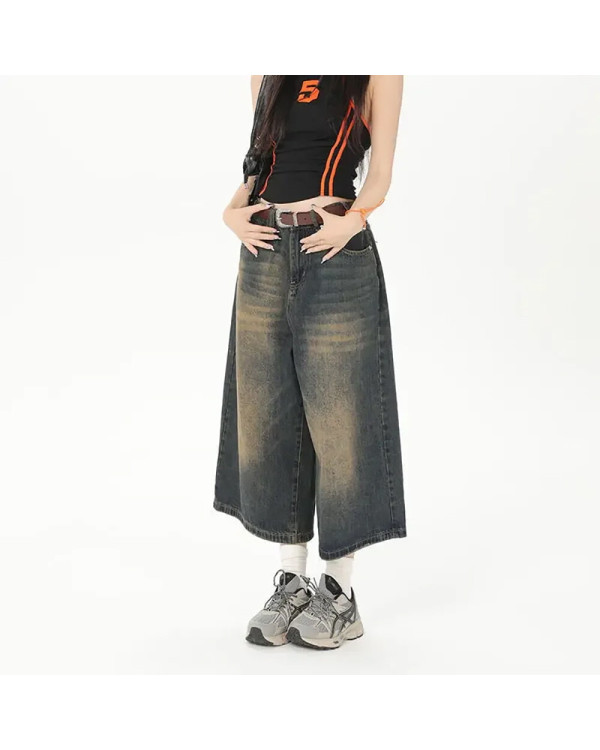 Шорты удлиненные Y2K Loose fit синие с зеленым (маломерит на 1-2 размера)