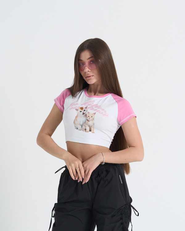 Футболка женская OGONPUSHKA Kitty белая(*)