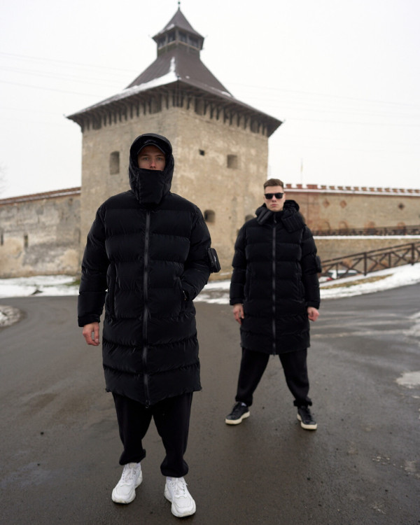 Зимний длинный оверсайз пуховик OGONPUSHKA Ultra чёрный(*)