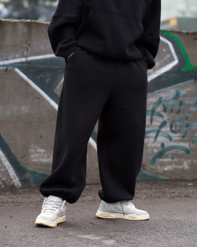 Теплі спортивні штани оверсайз OGONPUSHKA Bend Fleece чорні