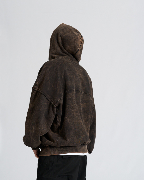 Худи оверсайз OGONPUSHKA Qoma Washed чёрное(*)