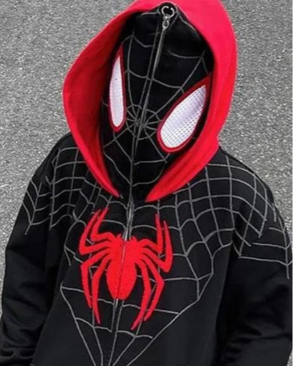 Худый зипер Y2K SpiderMan черный