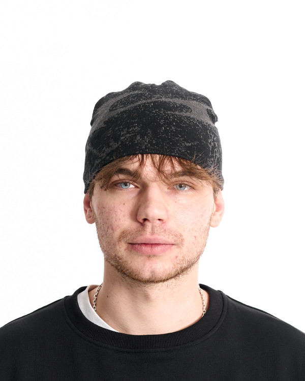 Шапка унисекс OGP Trbl чёрно-серая