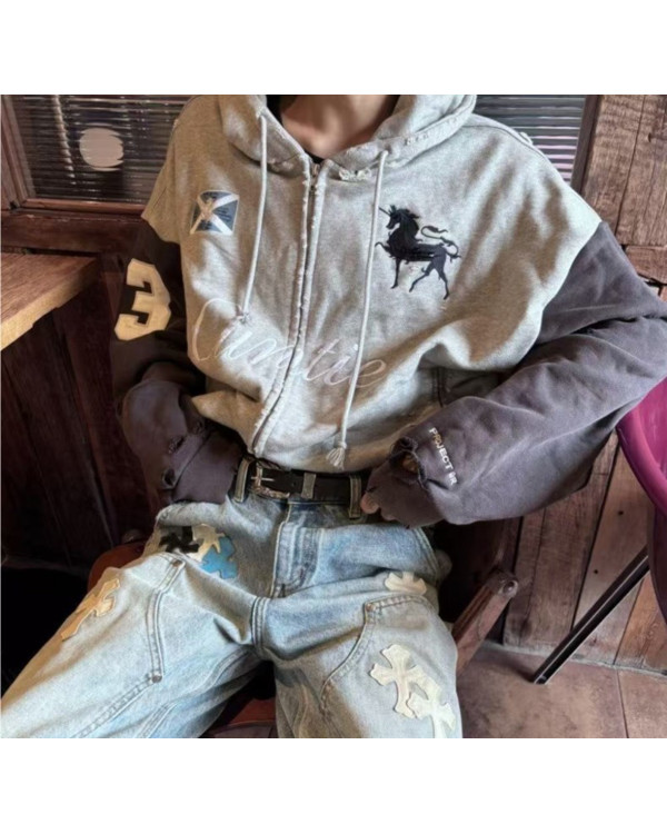 Худи зиппер Varsity серый