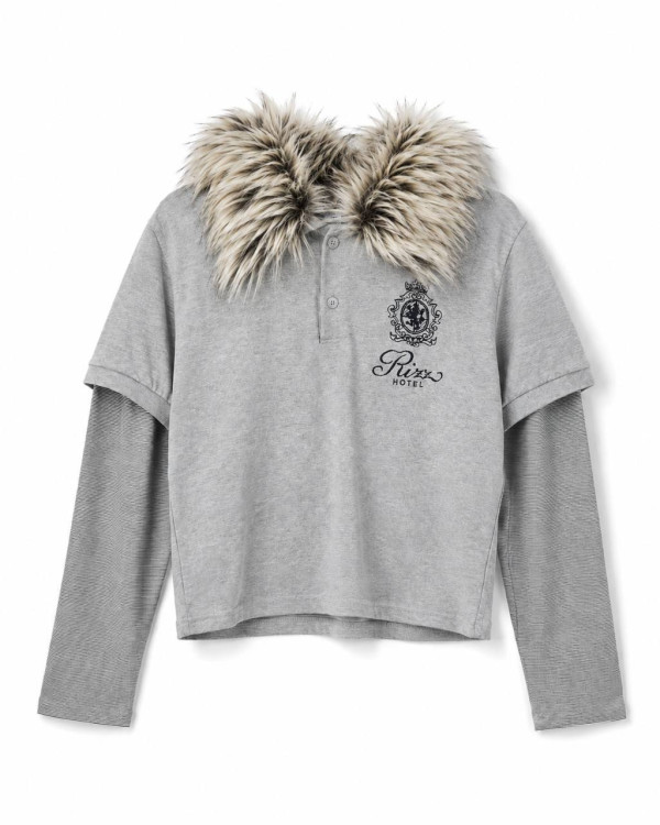 Лонгслив Fur cерый